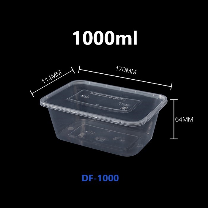 Square Container Base & Lid 4-Compartments Black Ctn/150 Sets